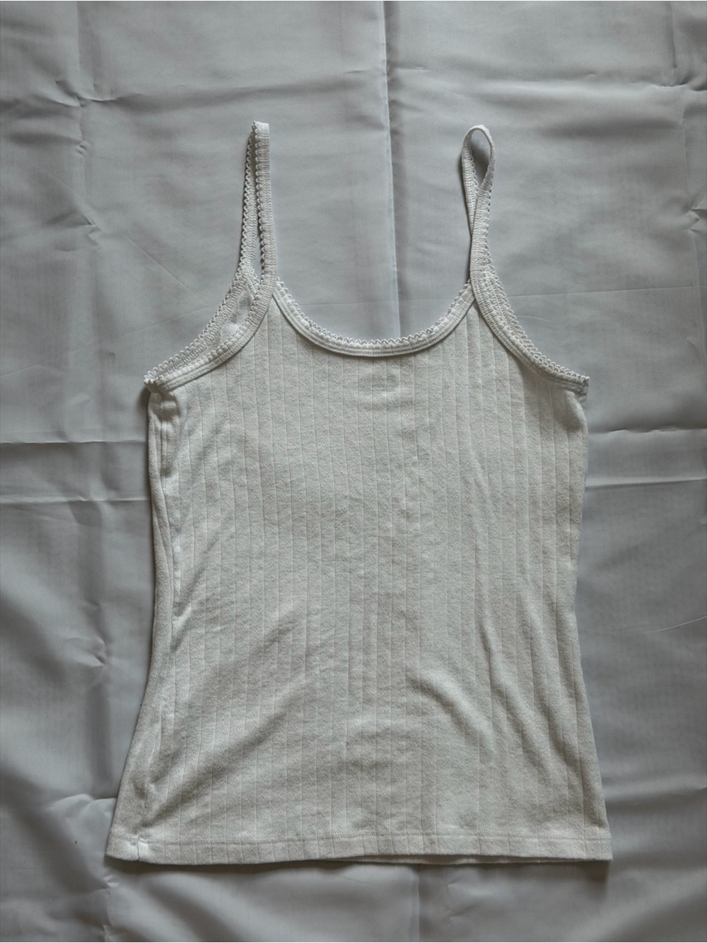 No Boundaries White Ribbed Lace-Trim Camisole